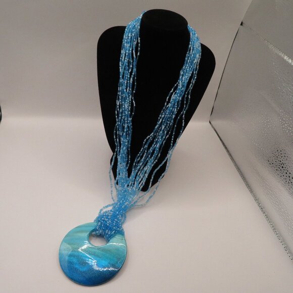 Light Blue Seed Bead Necklace - Picture 1 of 6